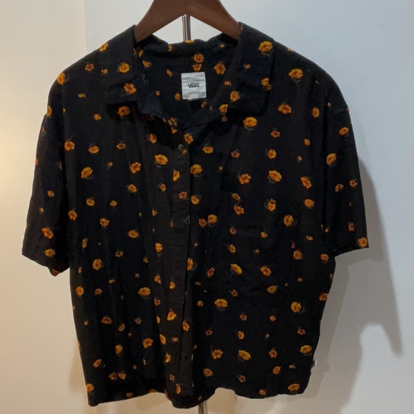 Vans Tops - SOLD - Vans Black Shirt with Orange Floral Pattern